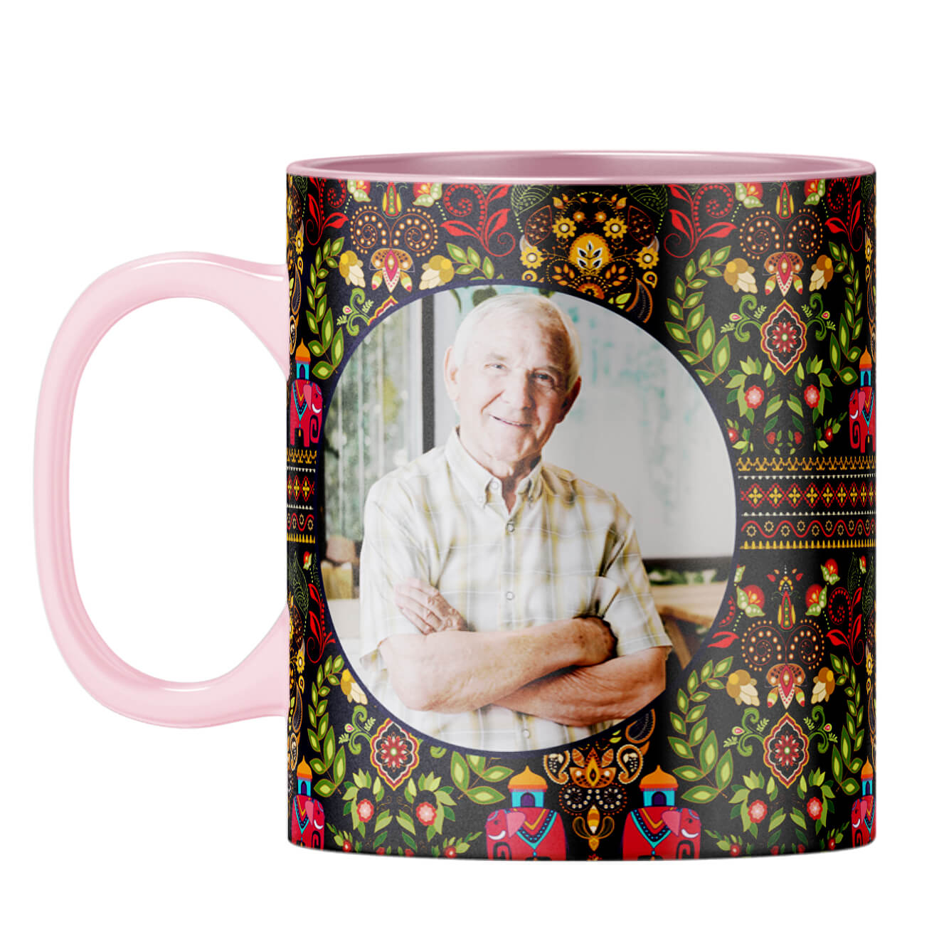 Mughal Pattern Photo Coffee Mug Pink