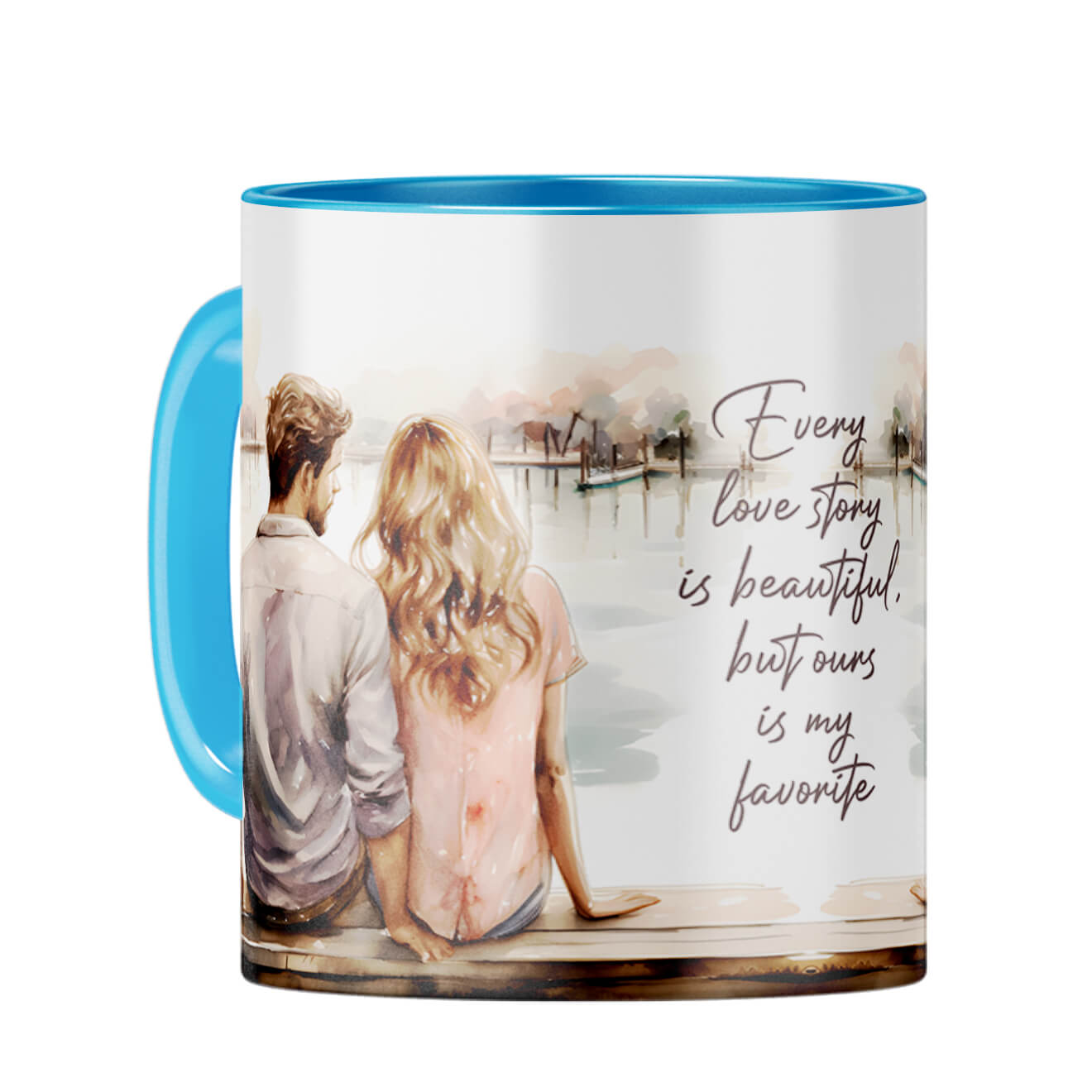 Our Love Story is My Favorite Coffee Mug Light Blue