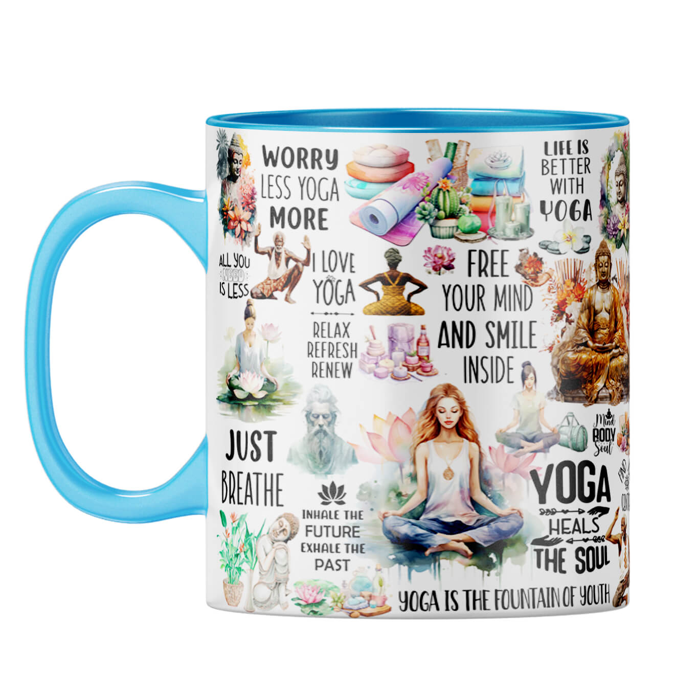 Perfect Yoga Lovers Gift Coffee Mug Light Blue