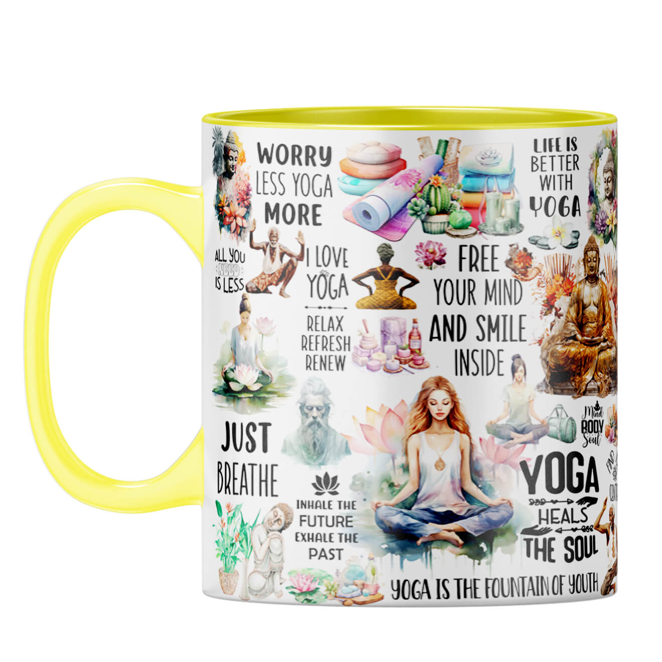 Perfect Yoga Lovers Gift Coffee Mug Yellow