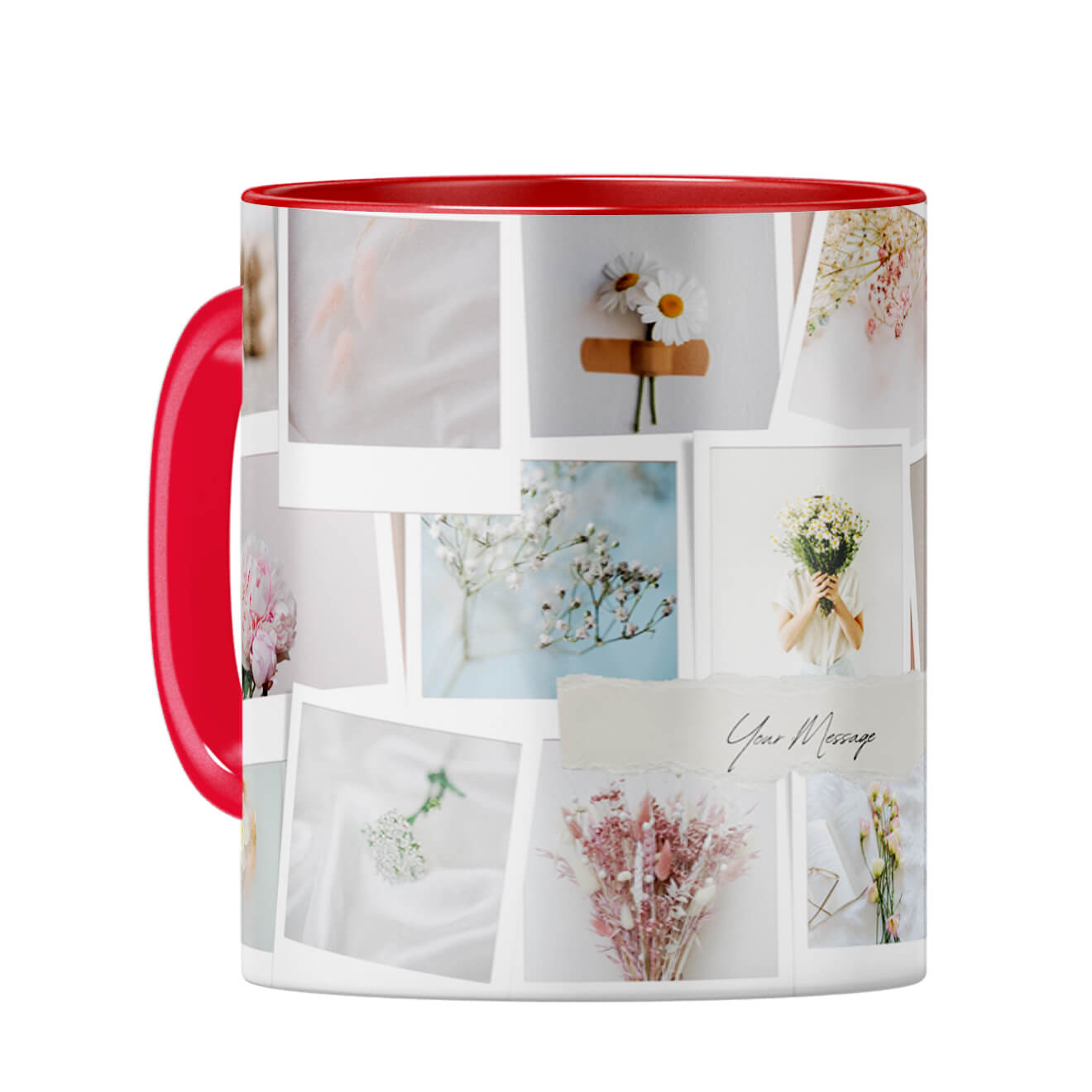 Photos Collage Coffee Mug Red