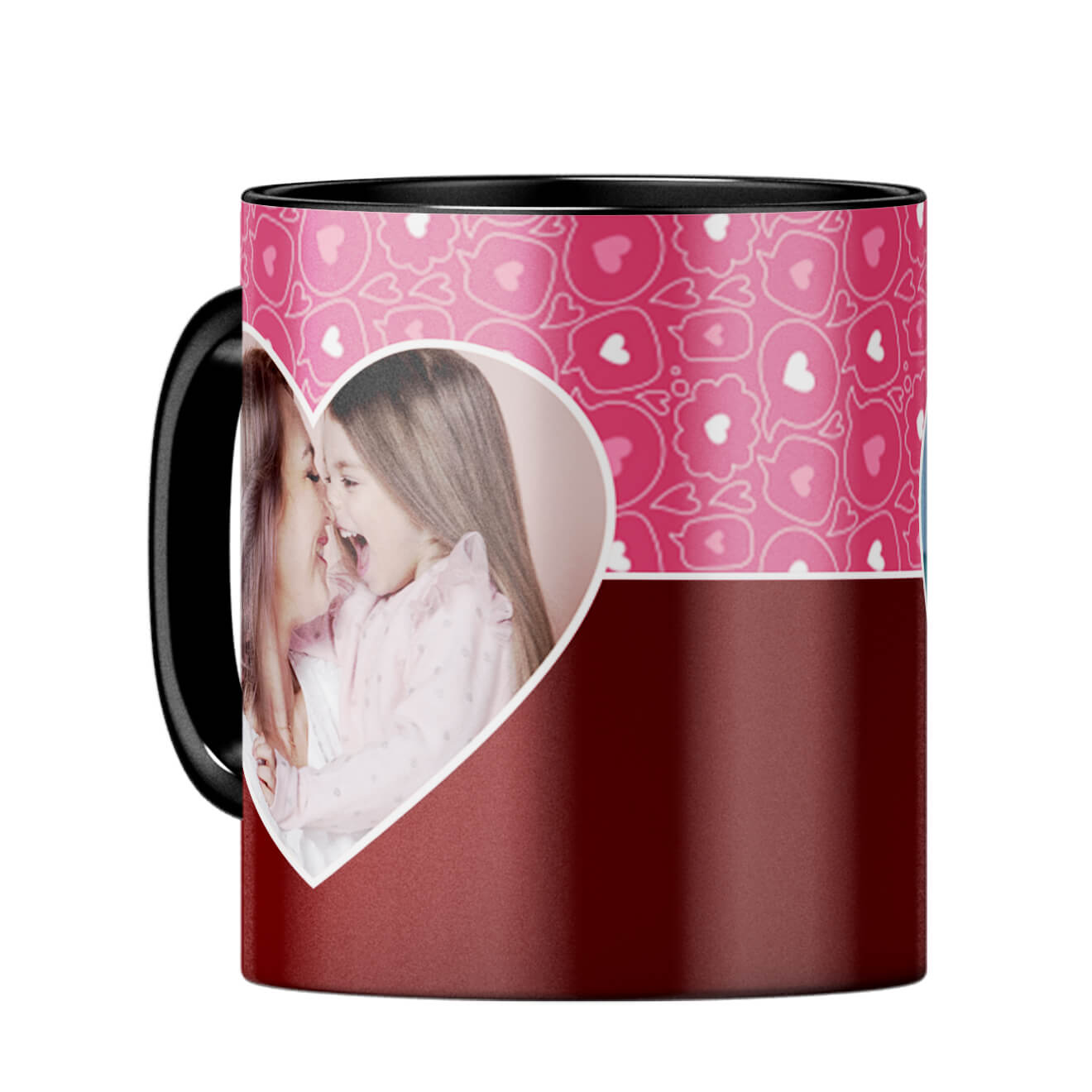 Pink Hearts Photo Coffee MugC-Black