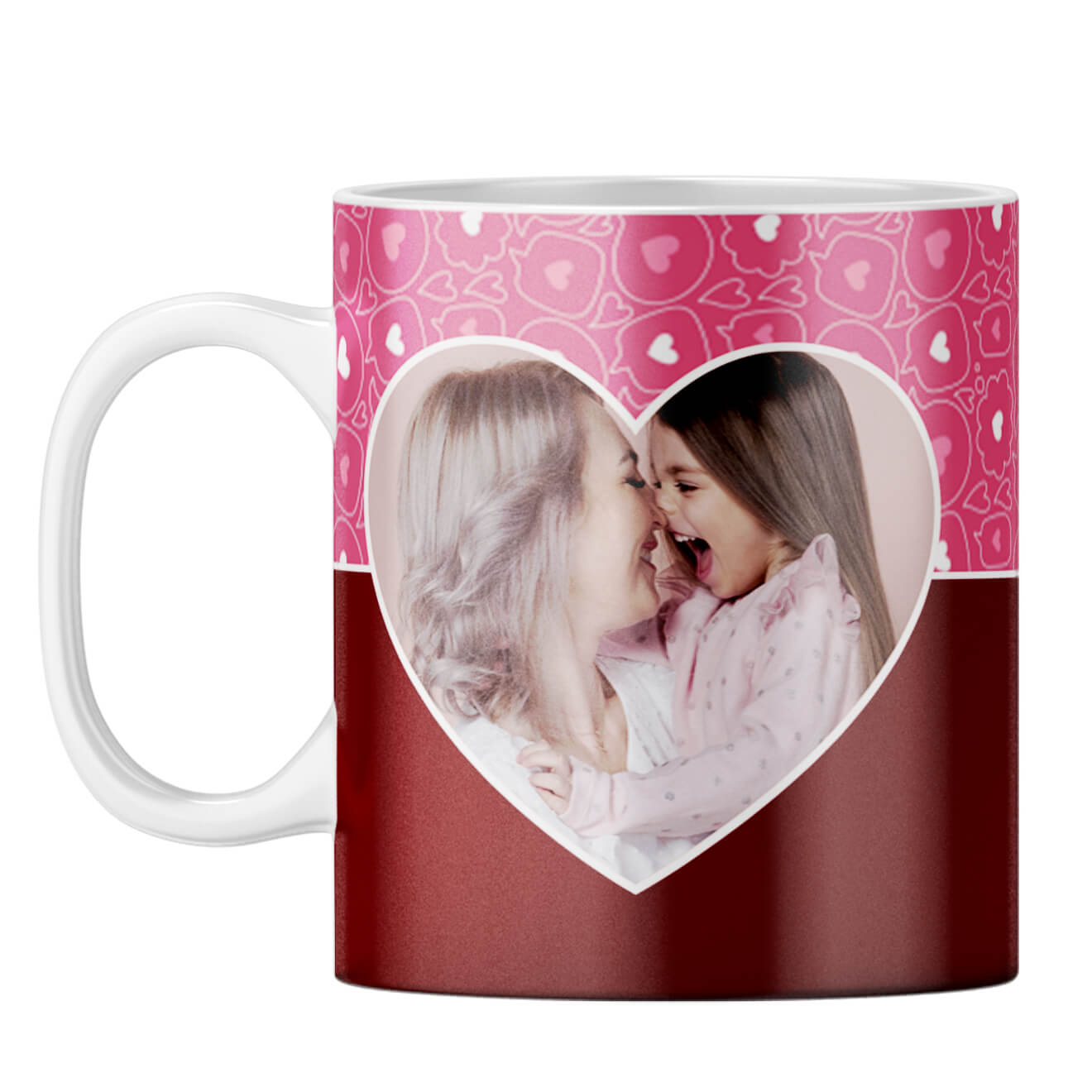 Pink Hearts Photo Coffee Mug White