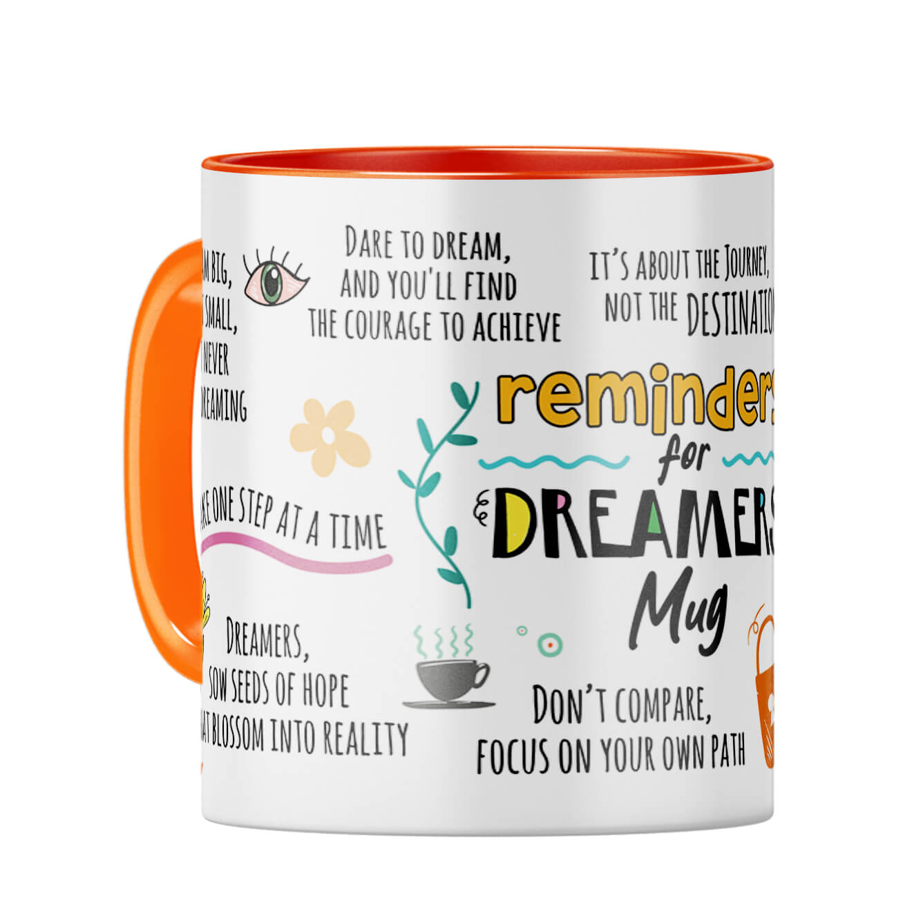 Reminders for Dreamers Coffee Mug Orange