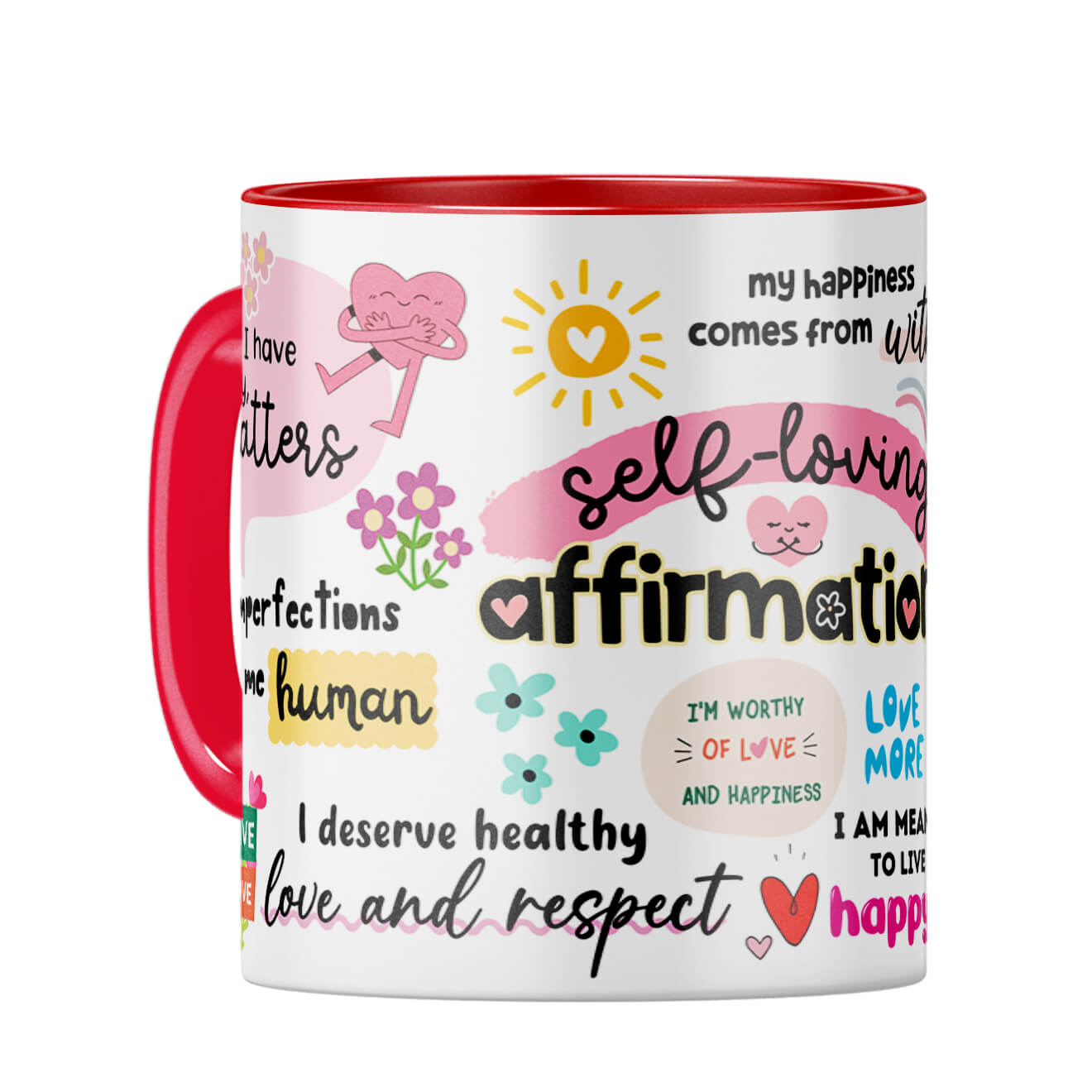 Self Loving Affirmations Coffee Mug Red