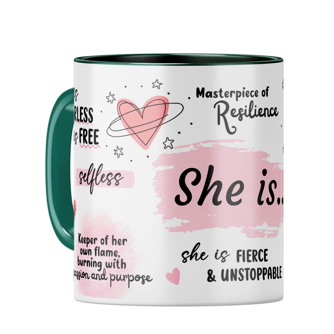 She is Fearless Coffee Mug Dark Green