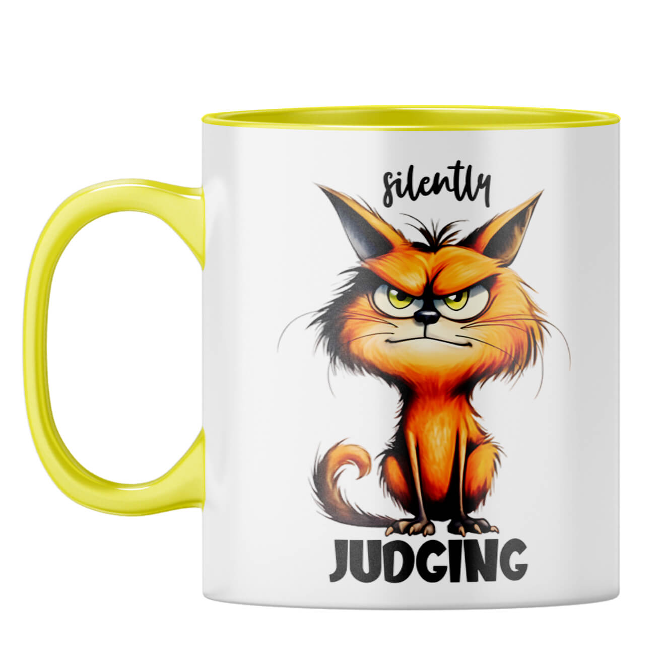 Silently Judging Coffee Mug Yellow