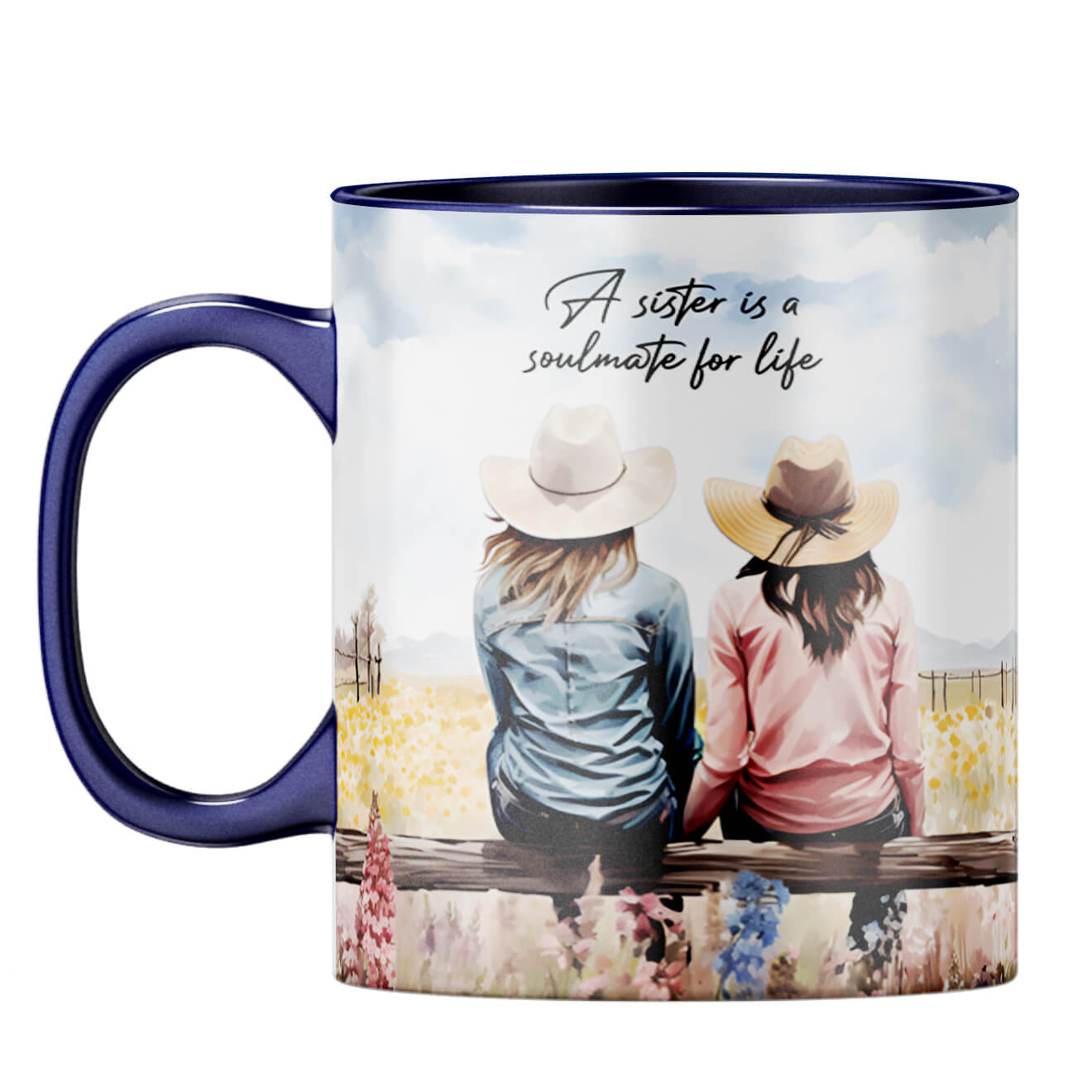 Sister is Soulmate for Life Coffee Mug Dark Blue