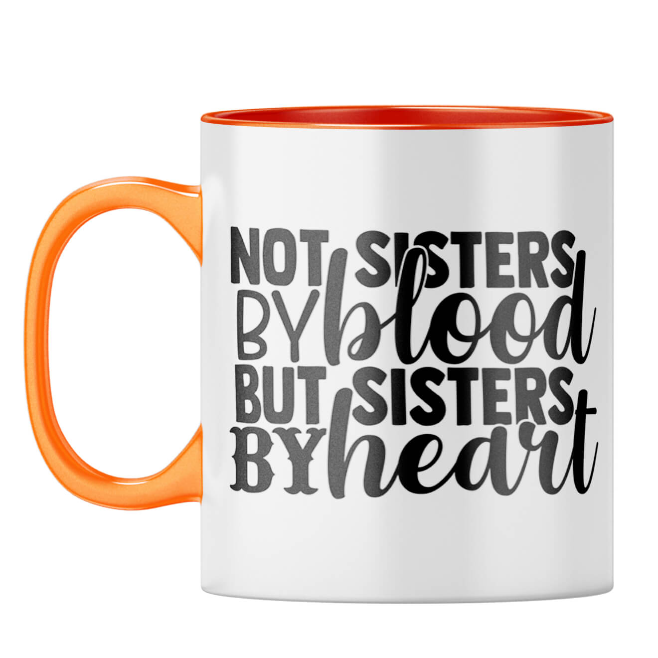 Sisters By Heart Coffee Mug Orange