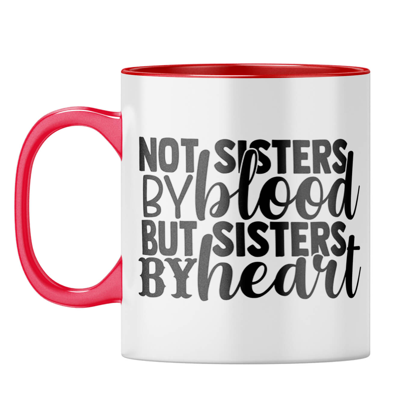 Sisters By Heart Coffee Mug Red