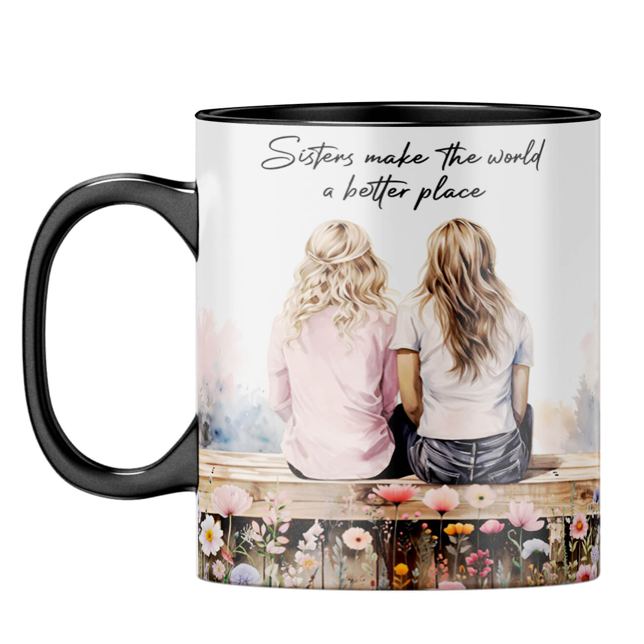 Sisters Make the World Better Place Coffee Mug Black