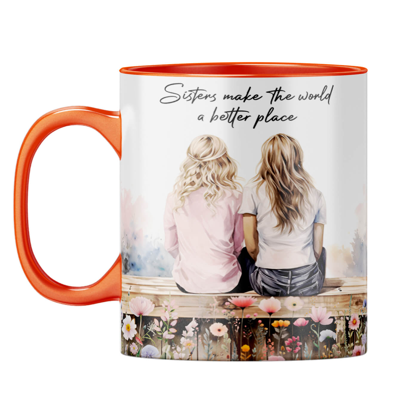 Sisters Make the World Better Place Coffee Mug Orange