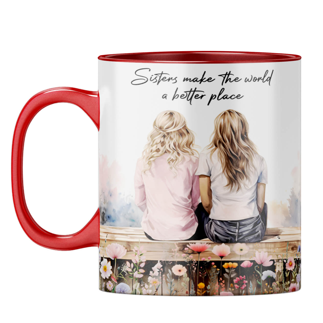 Sisters Make the World Better Place Coffee Mug Red