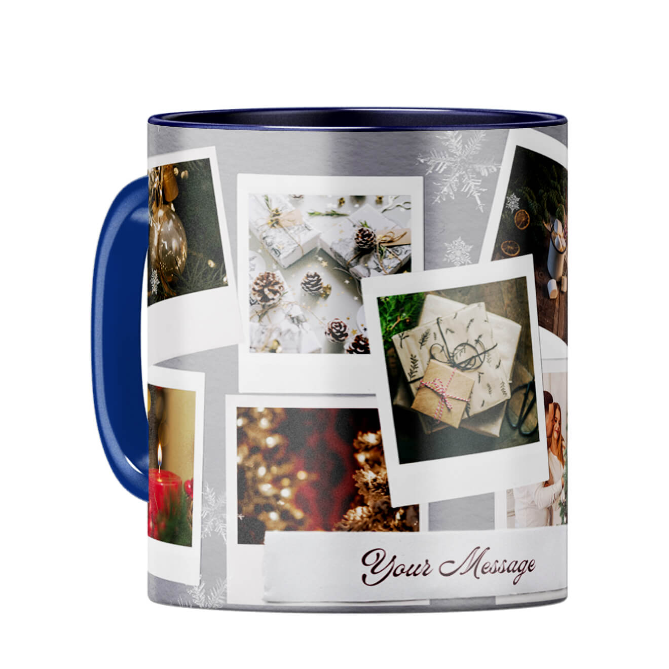 Special Message with Photos Coffee Mug Dark Blue