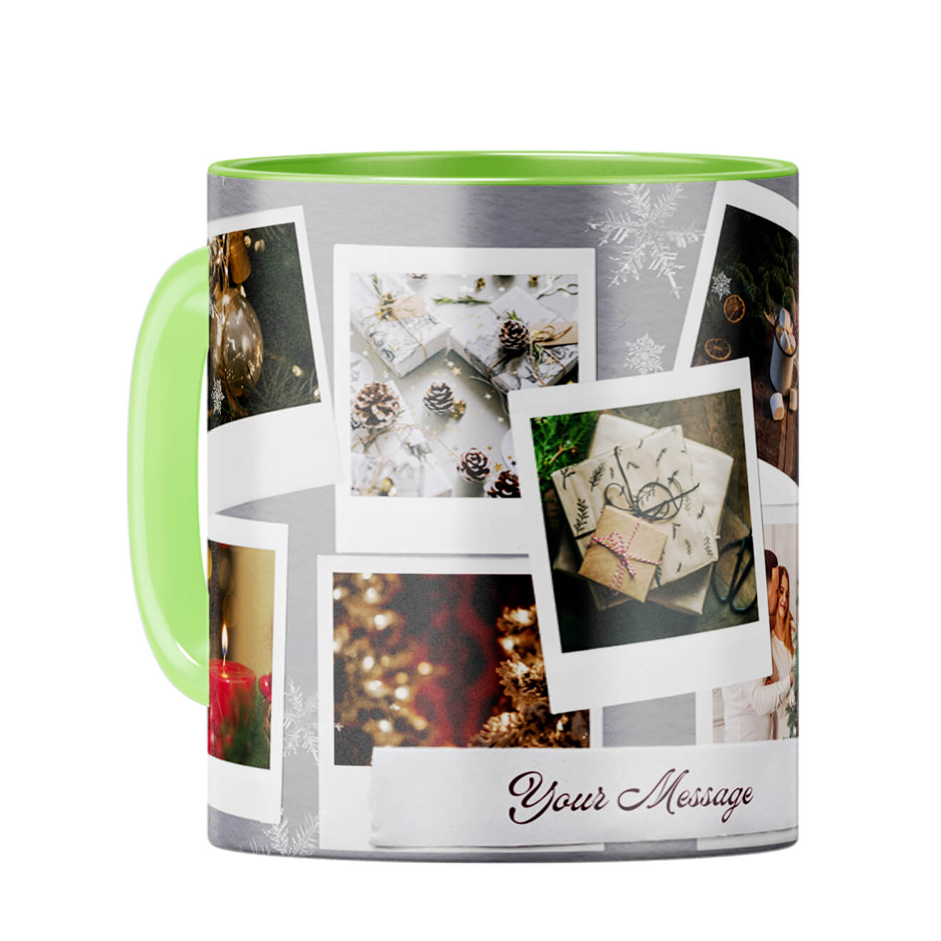 Special Message with Photos Coffee Mug Light Green
