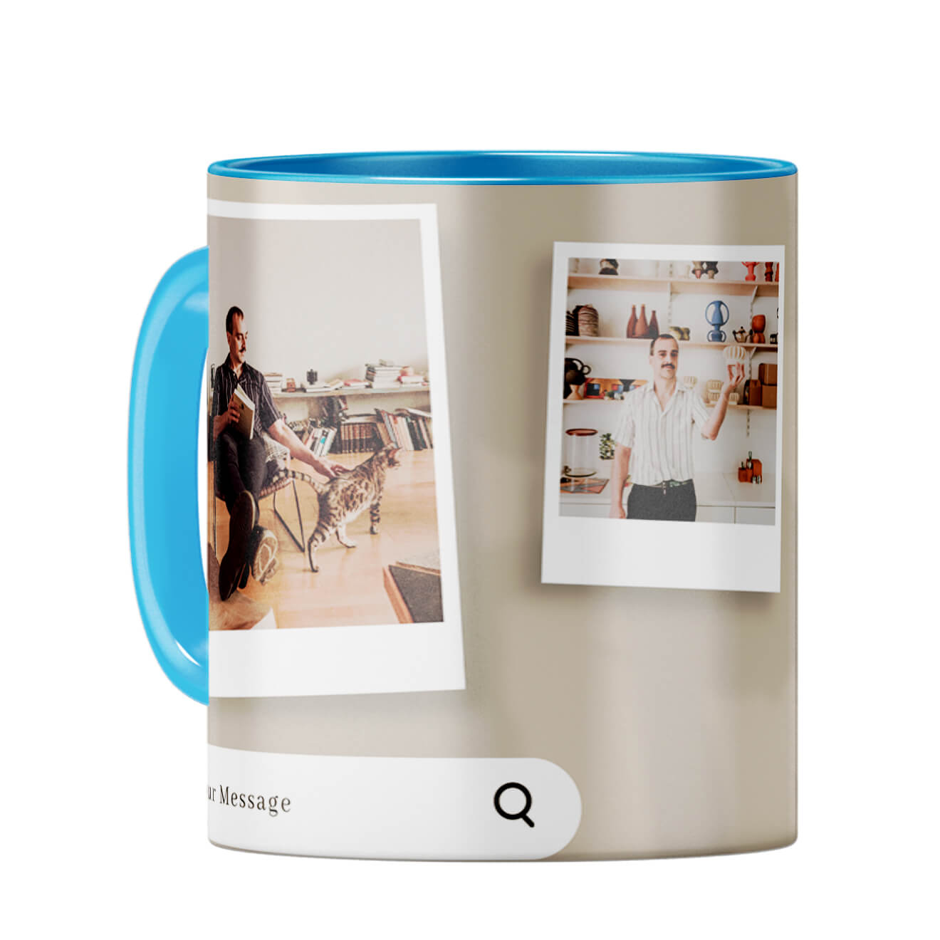 Special Message with Special Photos Coffee Mug Light Blue