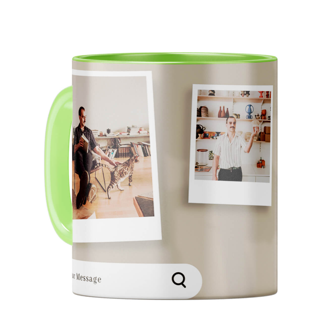 Special Message with Special Photos Coffee Mug Light Green