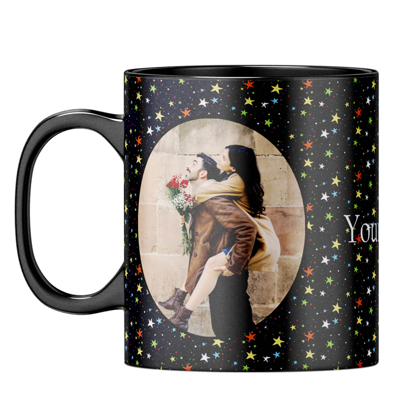 Stars and Photo Coffee Mug Black