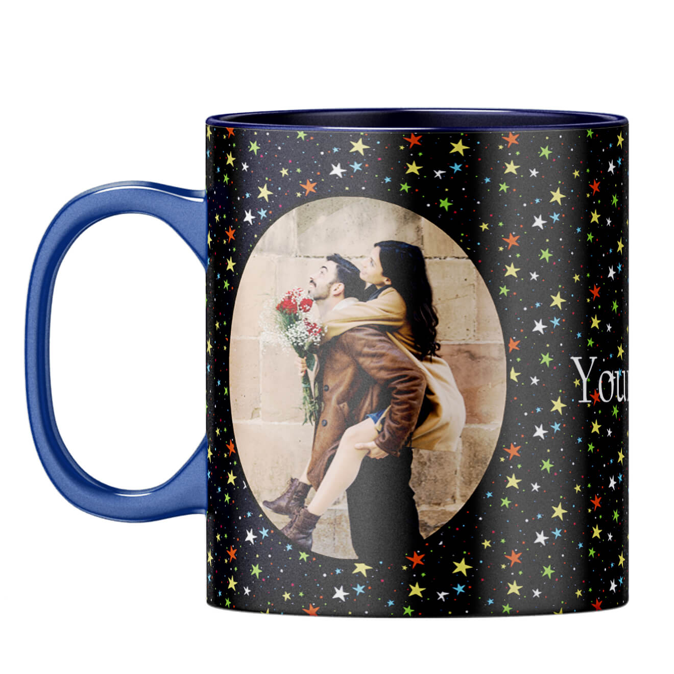 Stars and Photo Coffee Mug Dark Blue