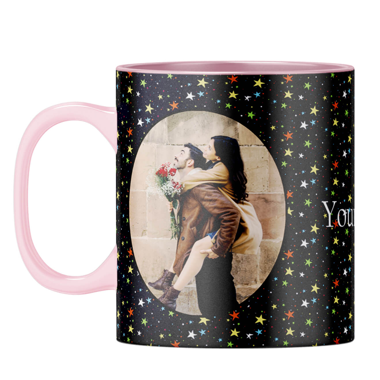 Stars and Photo Coffee Mug Pink