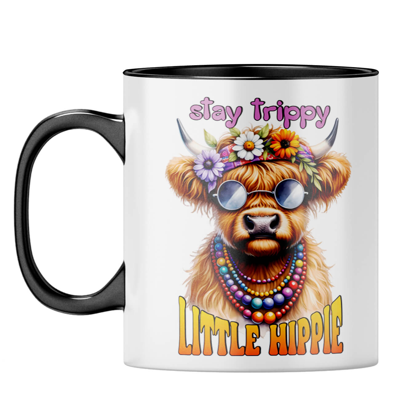Stay Trippy Little Hippie Coffee Mug Black