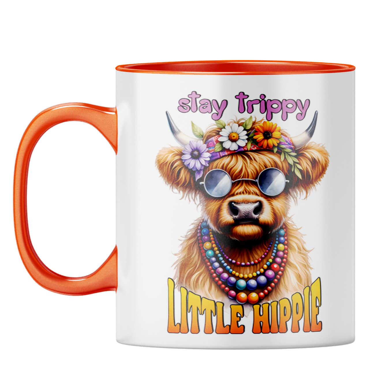 Stay Trippy Little Hippie Coffee Mug Orange
