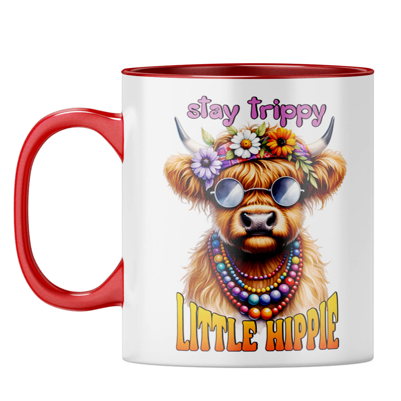 Stay Trippy Little Hippie Coffee Mug Red