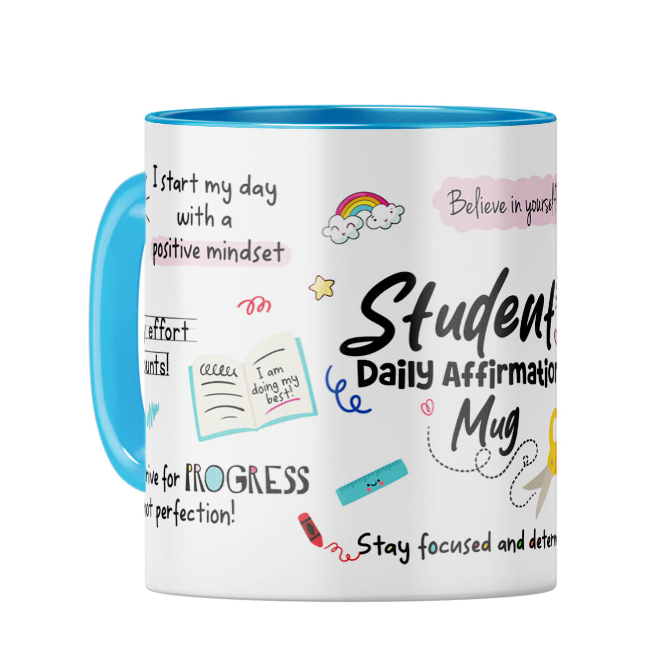 Student Daily Affirmations Coffee Mug Light Blue