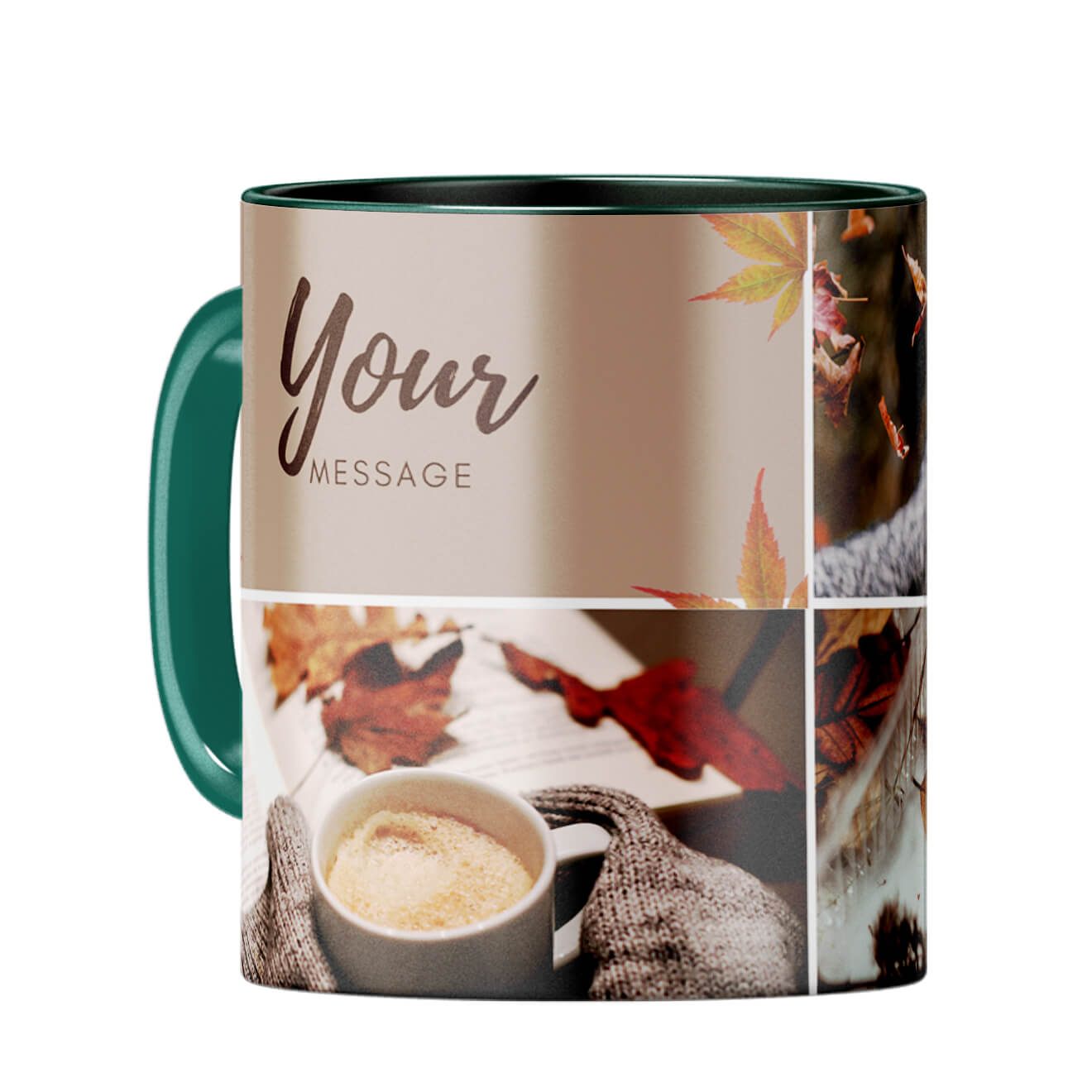 Three Photos Coffee Mug Dark Green