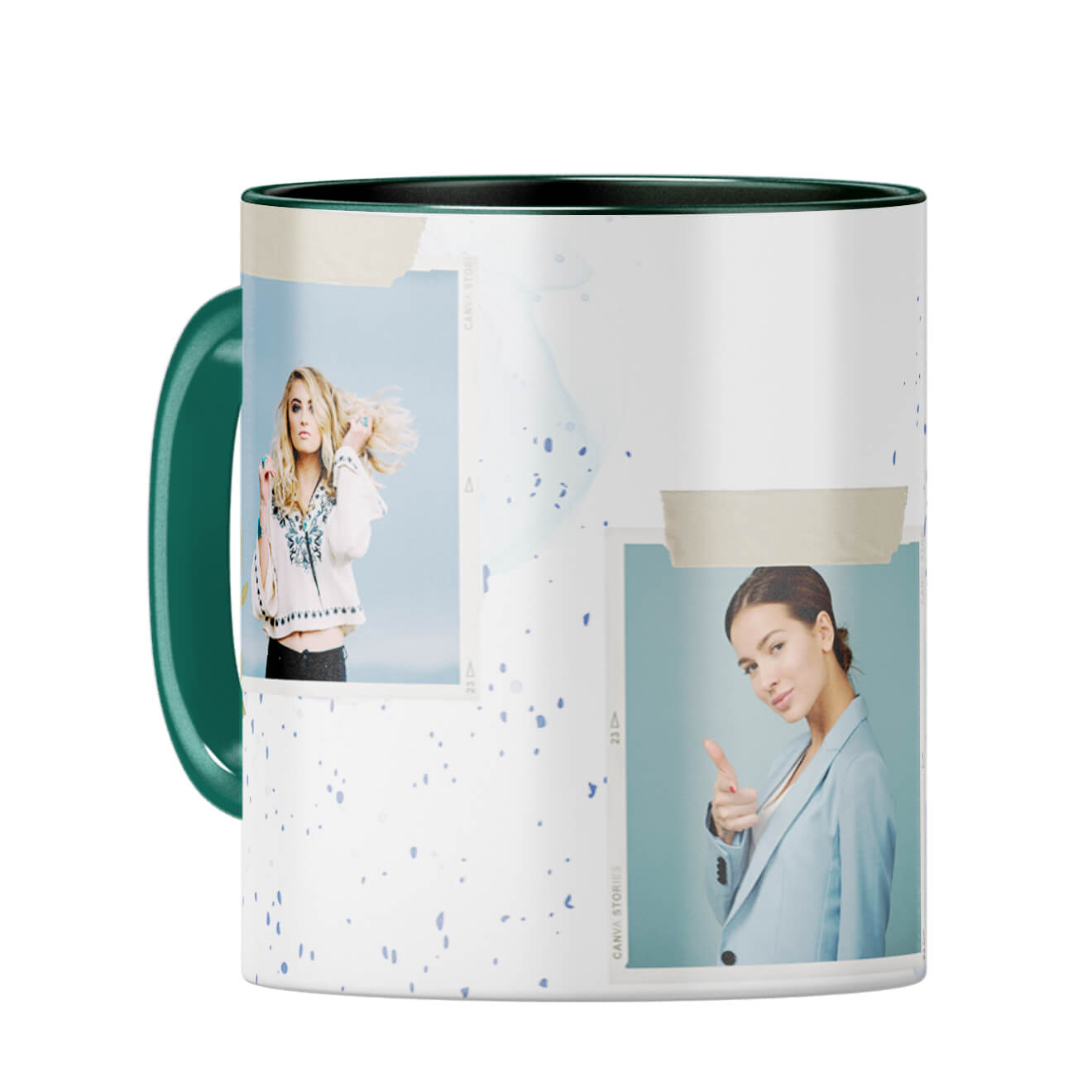 Three Special Photos Coffee Mug Dark Green