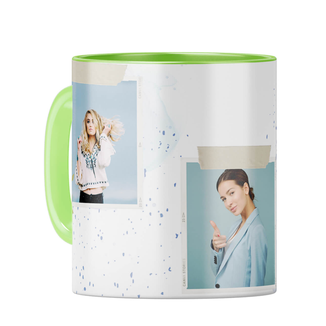 Three Special Photos Coffee Mug Light Green