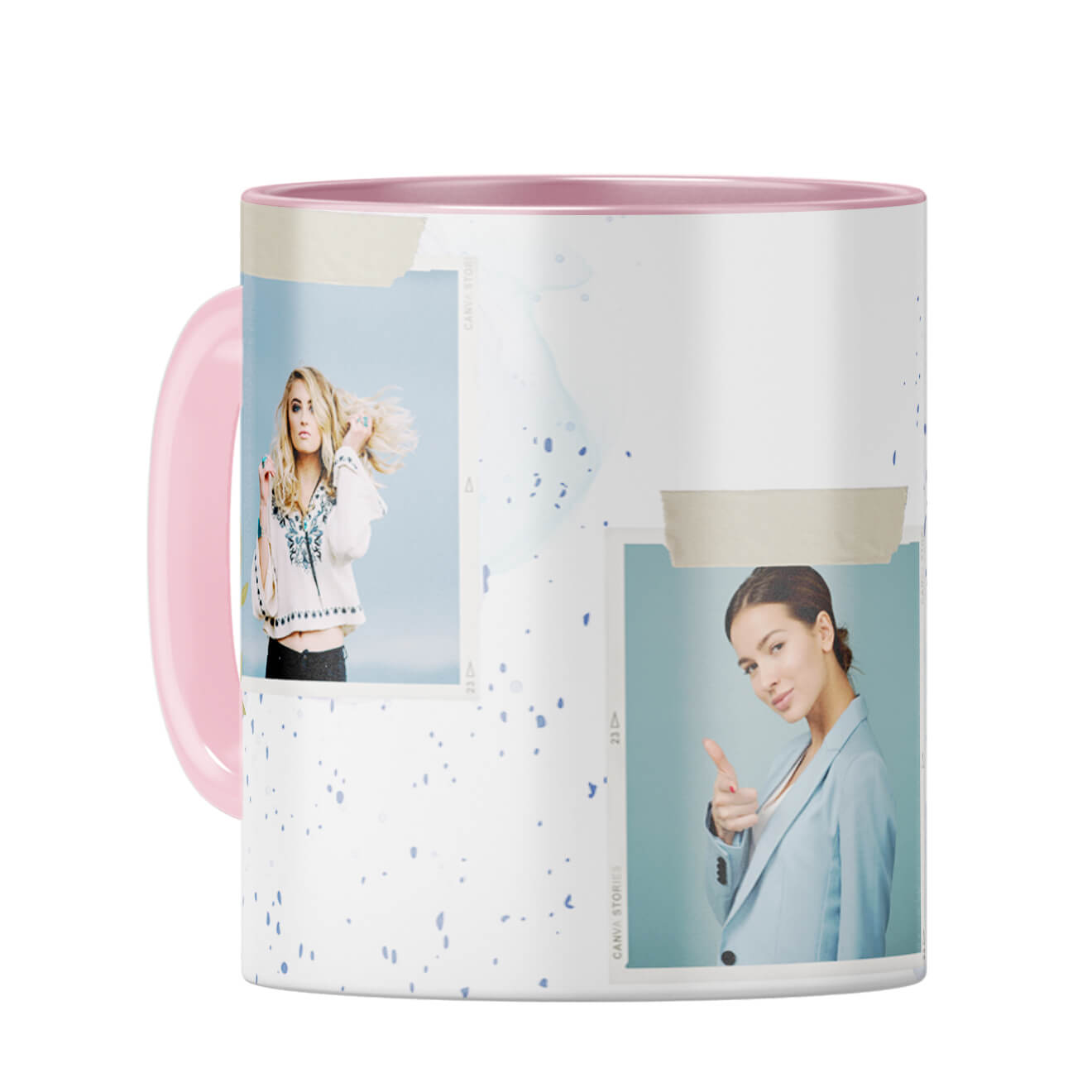 Three Special Photos Coffee Mug Pink