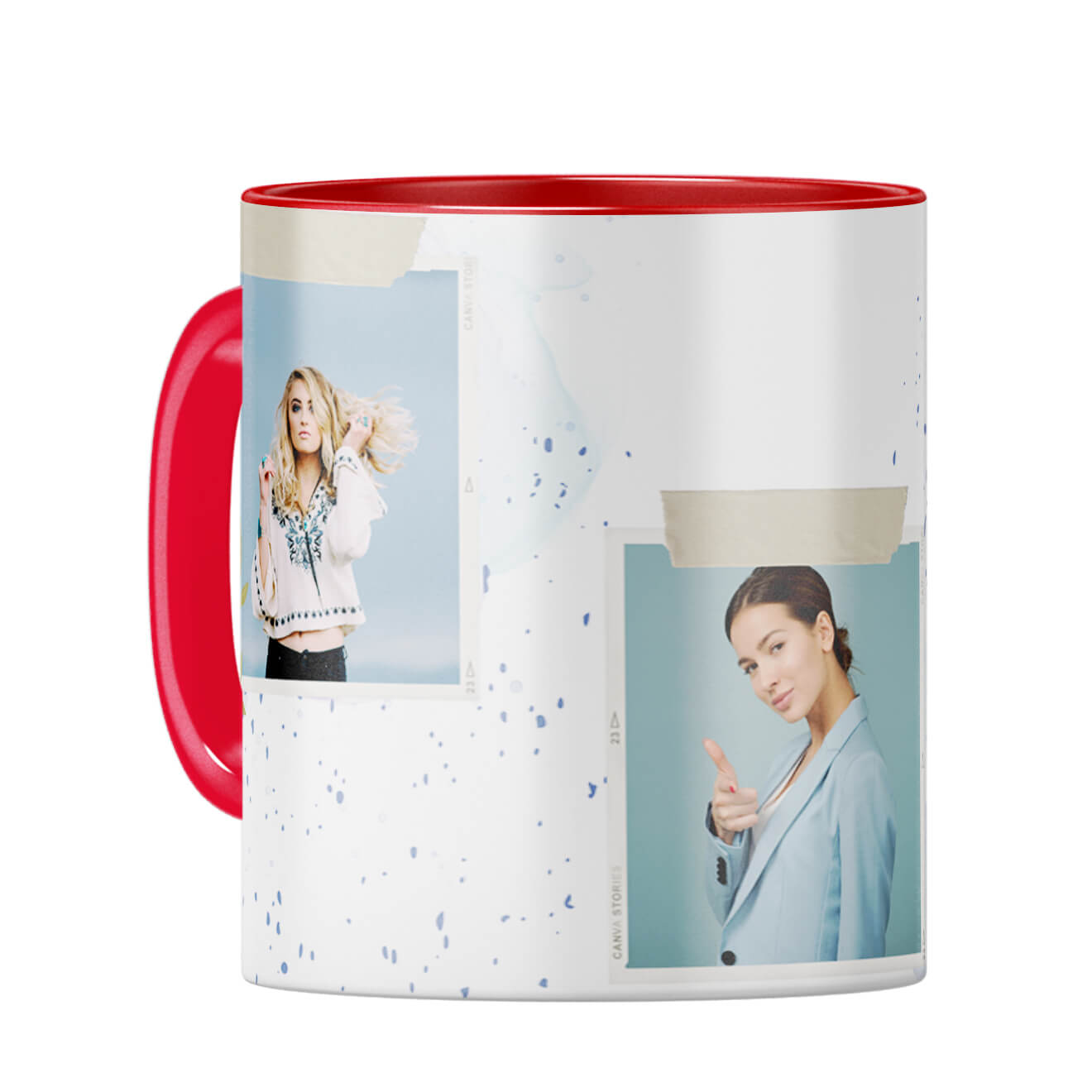 Three Special Photos Coffee Mug Red