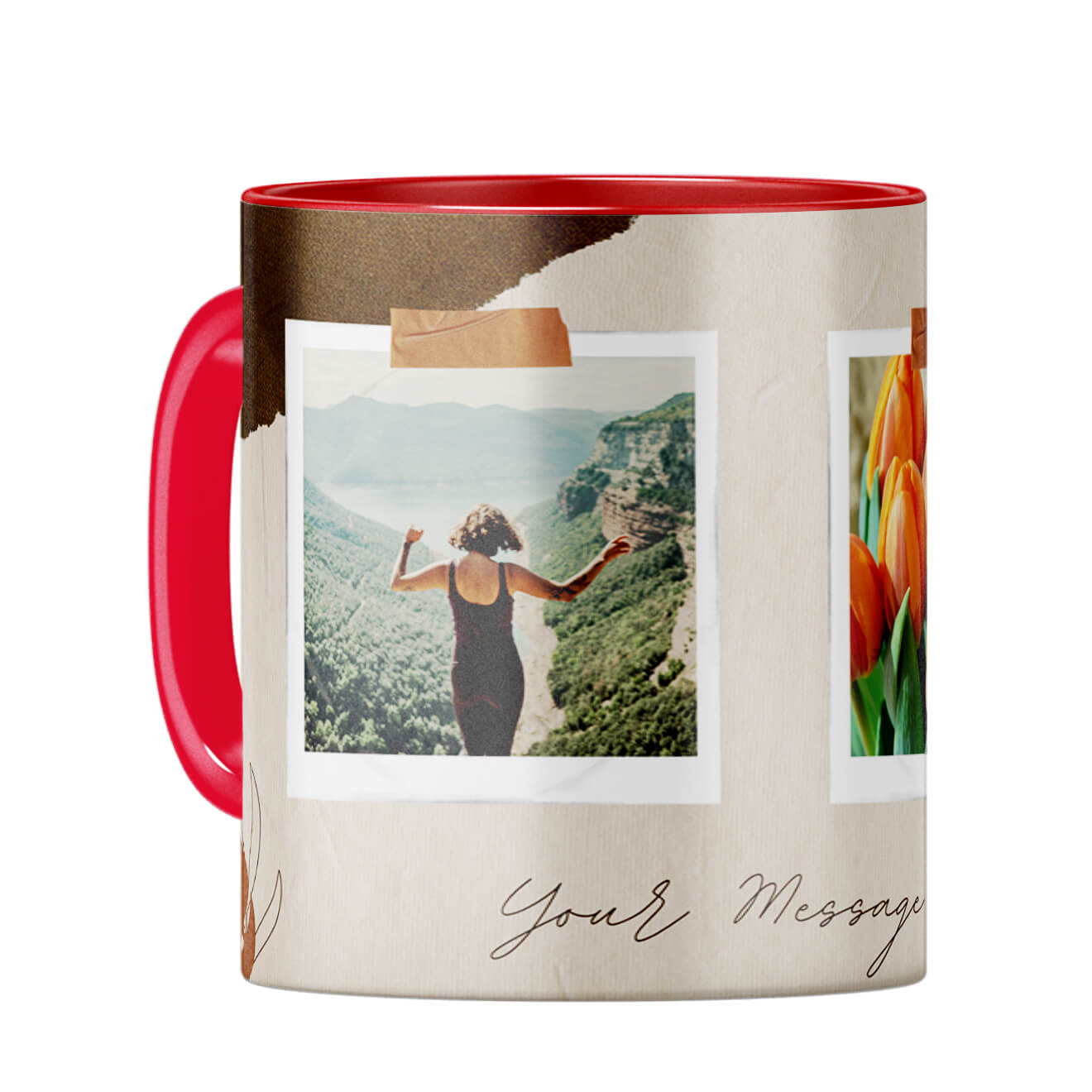 Two Photos Coffee Mug Red