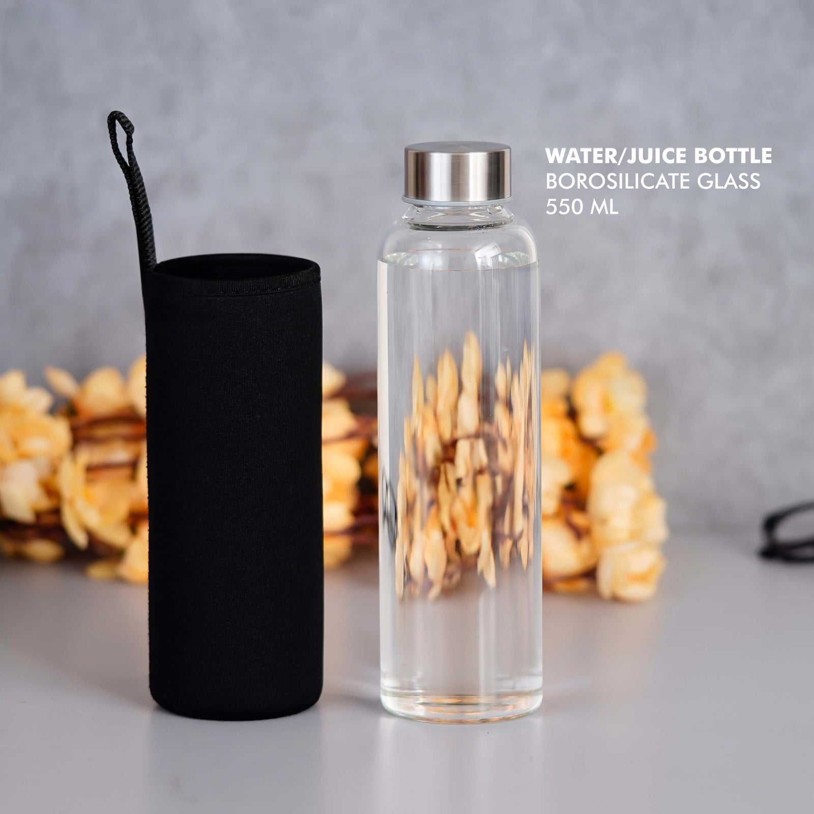 Water & Juice Borosilicate Glass Bottle - 550 ML - corporate gift by YuBingo