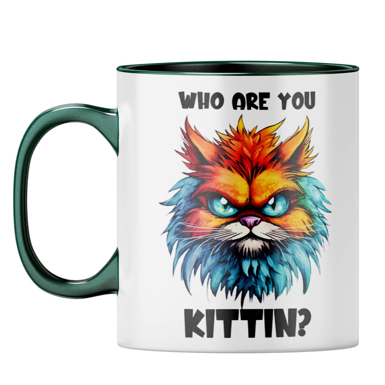 Who Are You Kittin Coffee Mug Dark Green