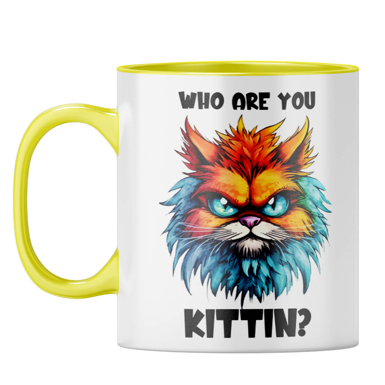 Who Are You Kittin Coffee Mug Yellow