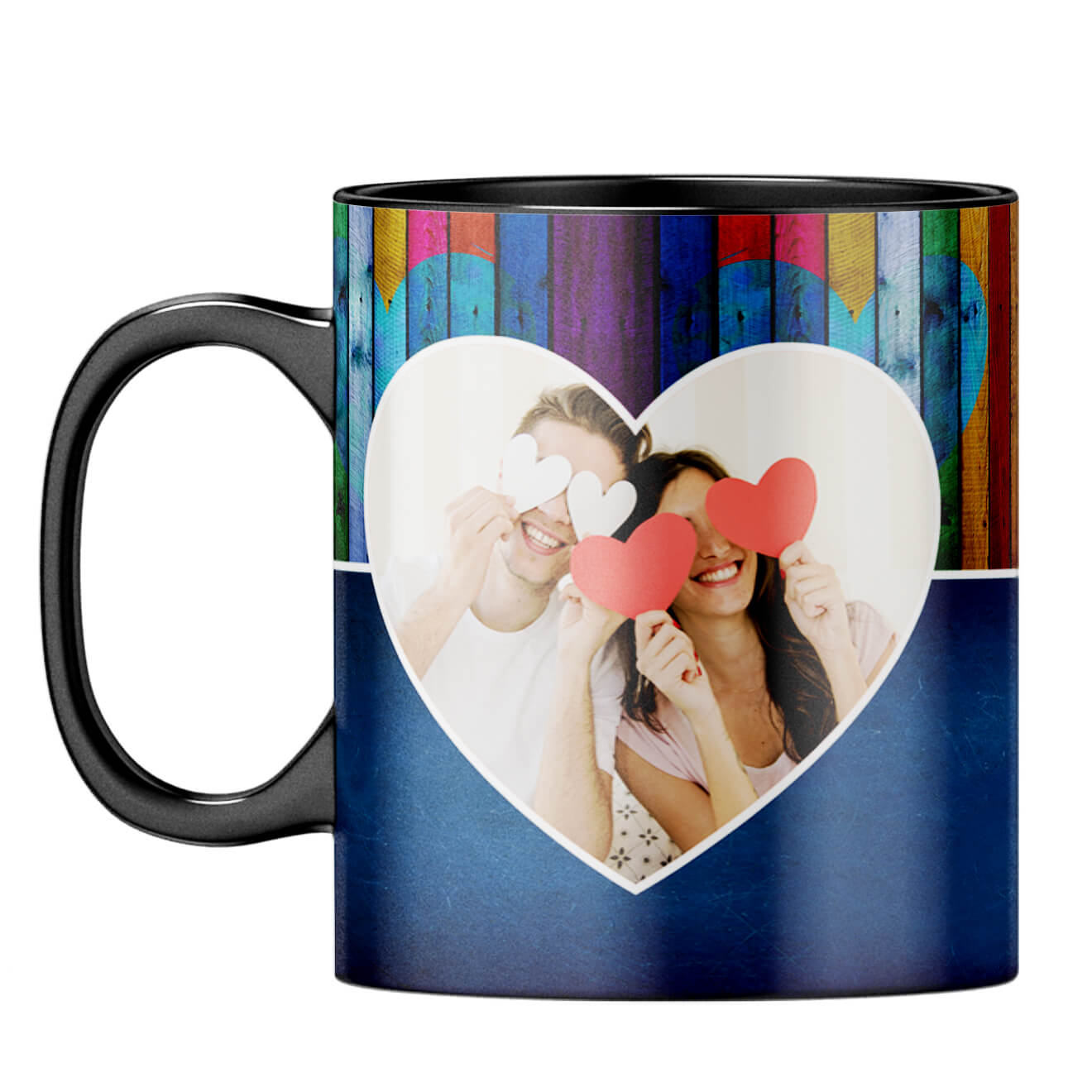 Woody Heart Photo Coffee Mug Black