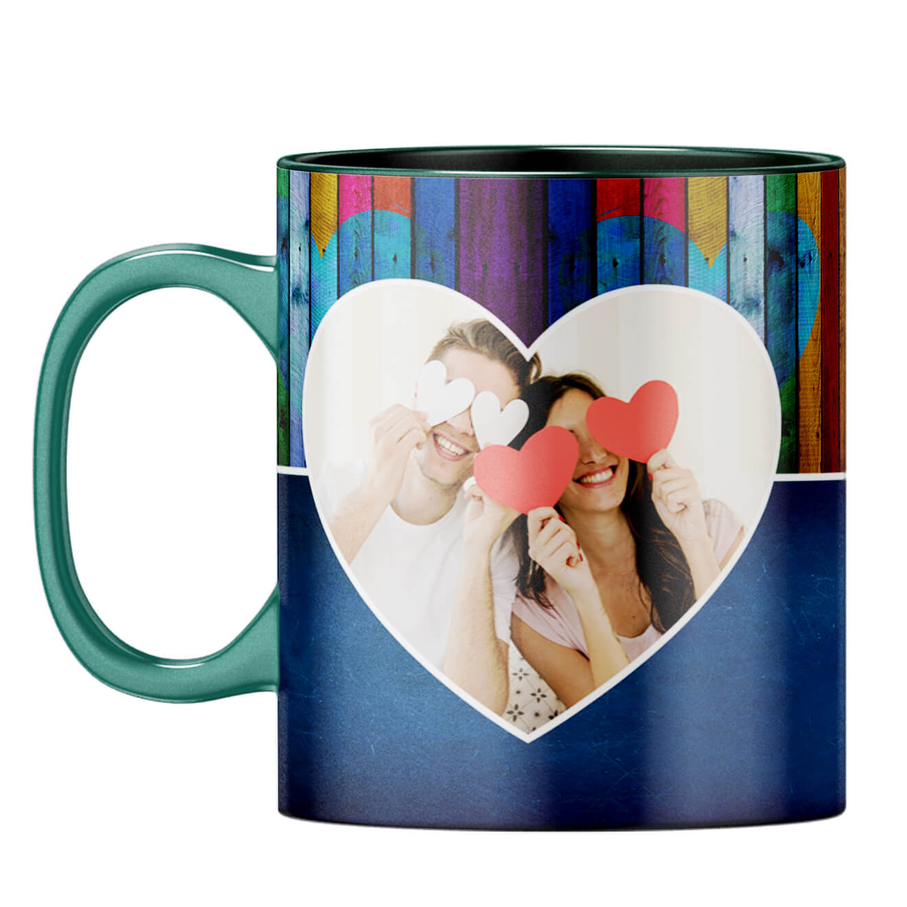 Woody Heart Photo Coffee Mug Dark Green