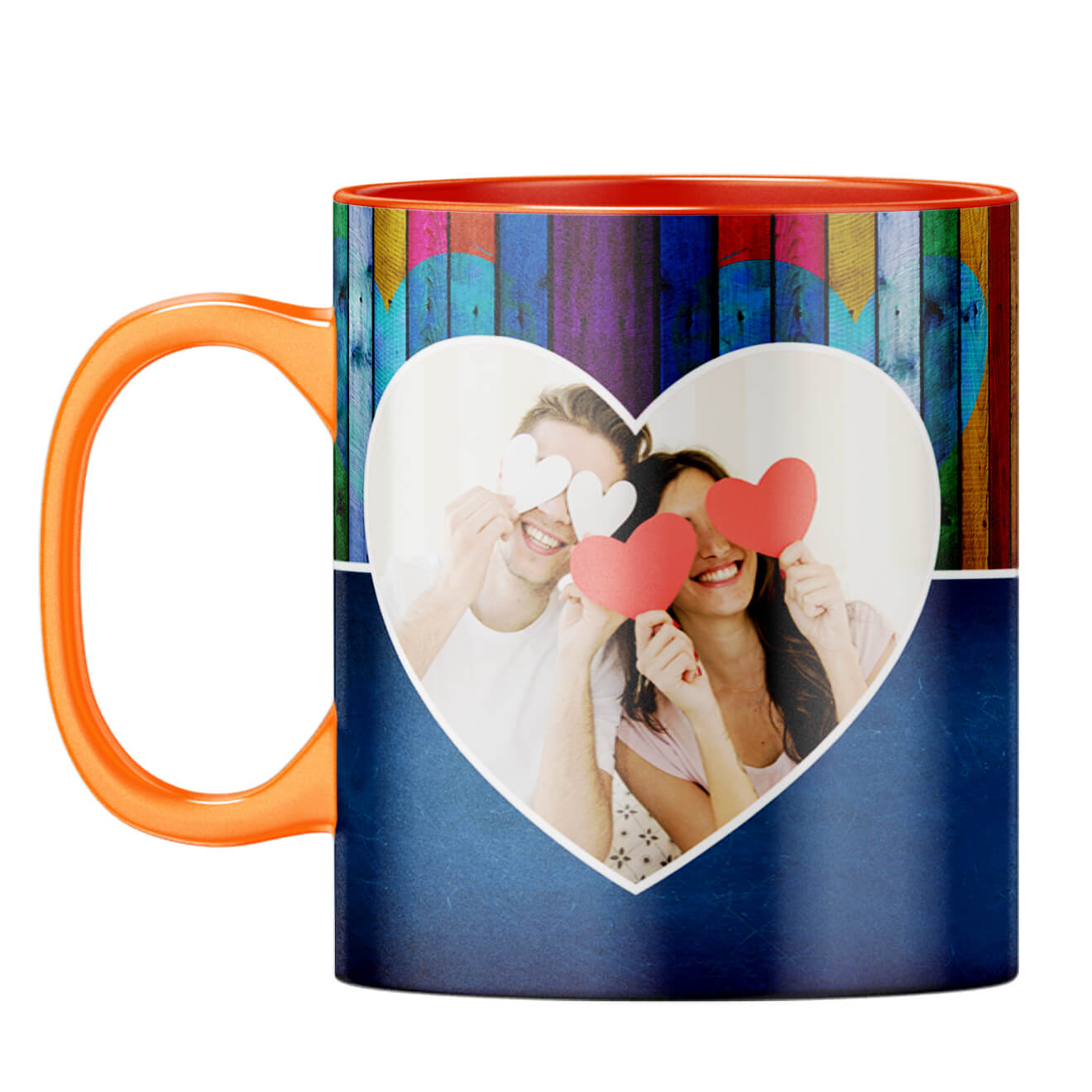 Woody Heart Photo Coffee Mug Orange