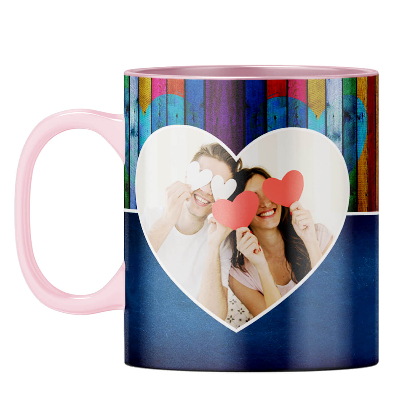 Woody Heart Photo Coffee Mug Pink