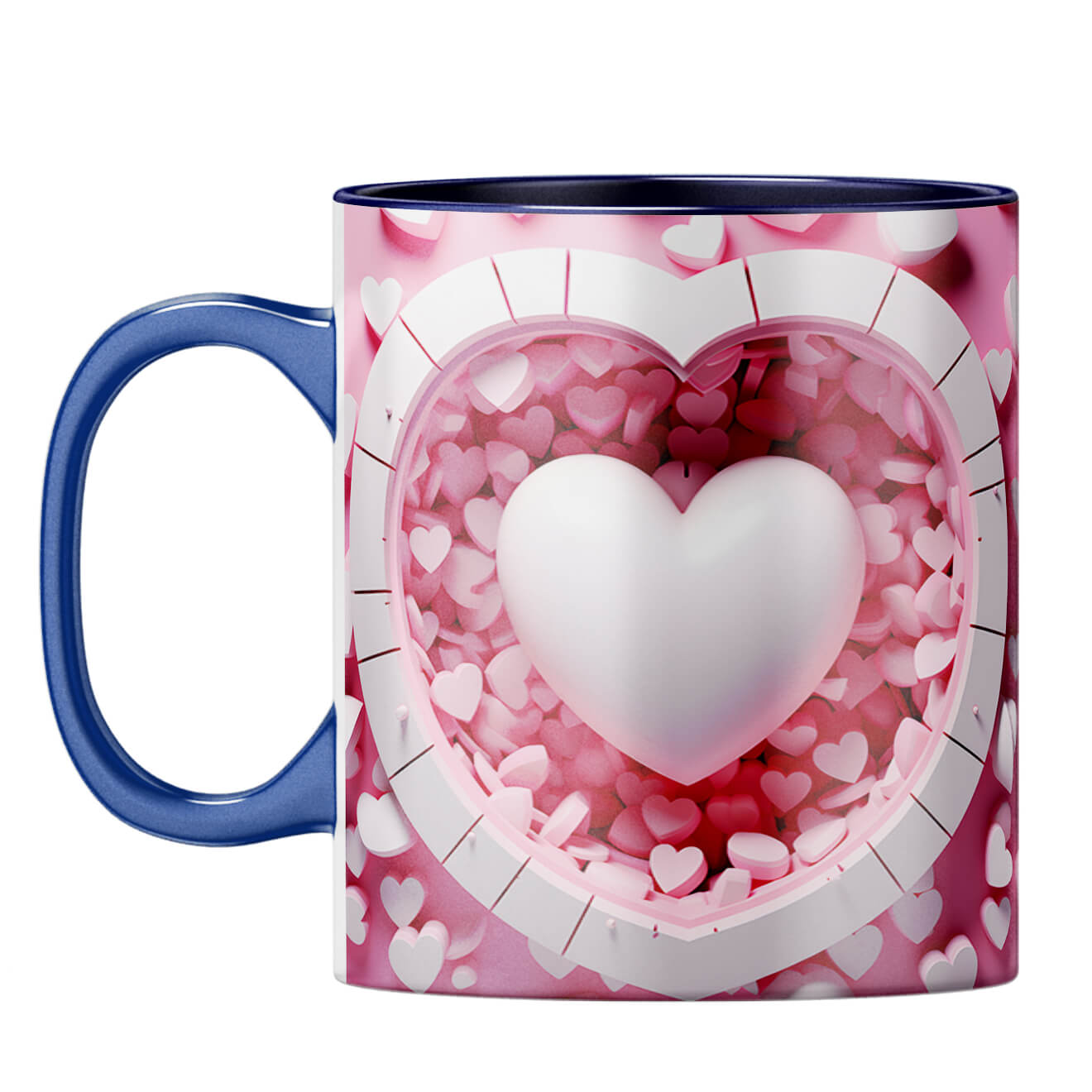 YuBingo 3D Heart Elegance Coffee Mug Dark Blue