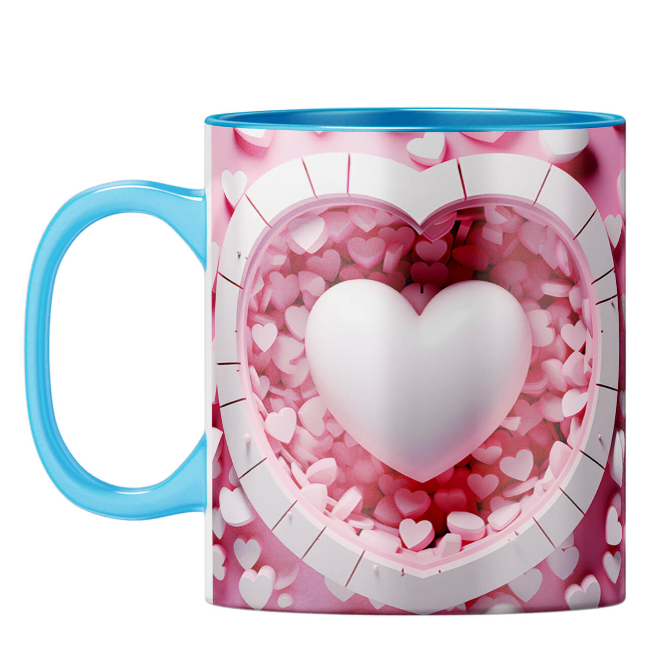 YuBingo 3D Heart Elegance Coffee Mug Light Blue