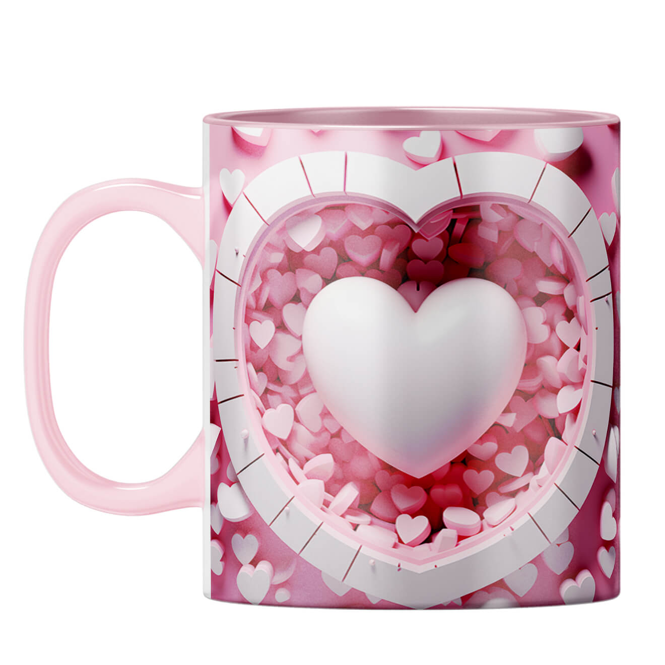 YuBingo 3D Heart Elegance Coffee Mug Pink