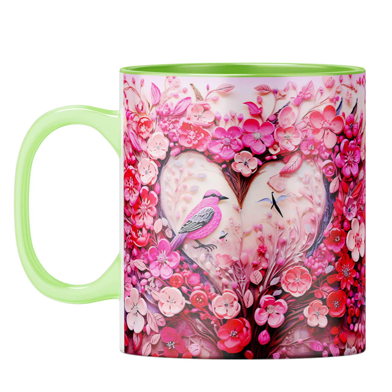 YuBingo Birdy Heart Whispers Coffee Mug Light Green