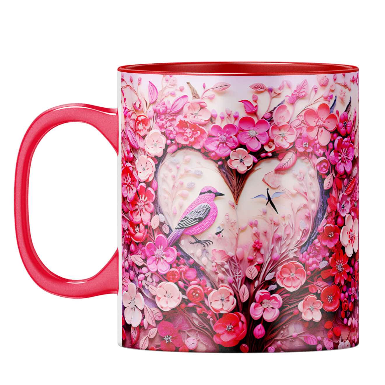 YuBingo Birdy Heart Whispers Coffee Mug Red