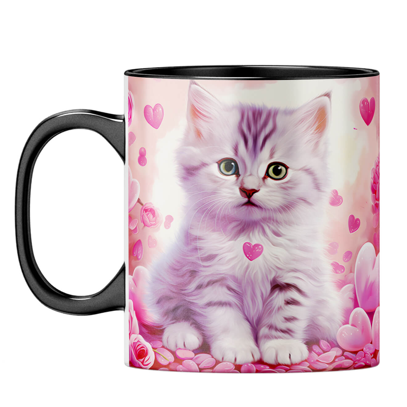 YuBingo Cat Hearts Melody Coffee Mug Black