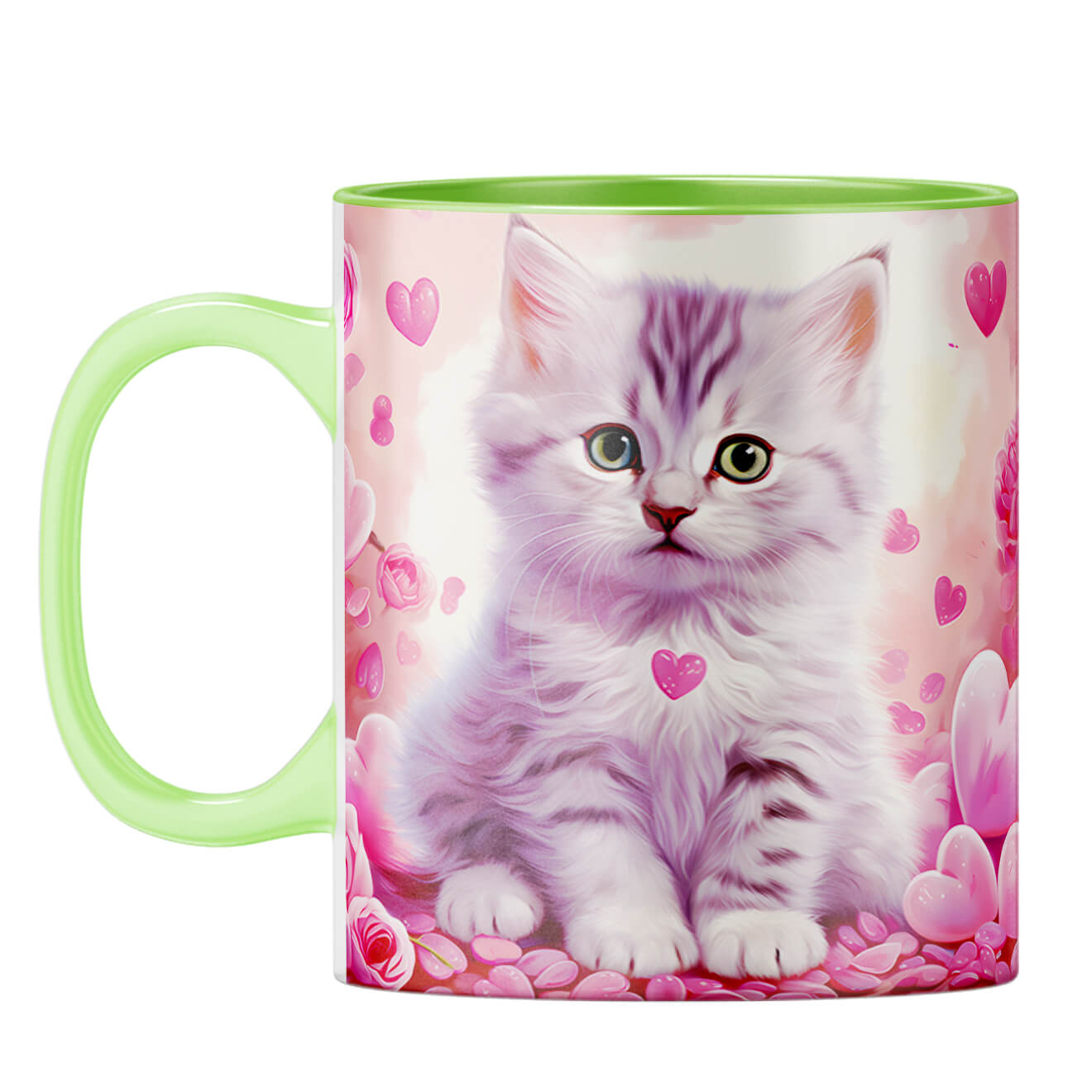 YuBingo Cat Hearts Melody Coffee Mug Light Green