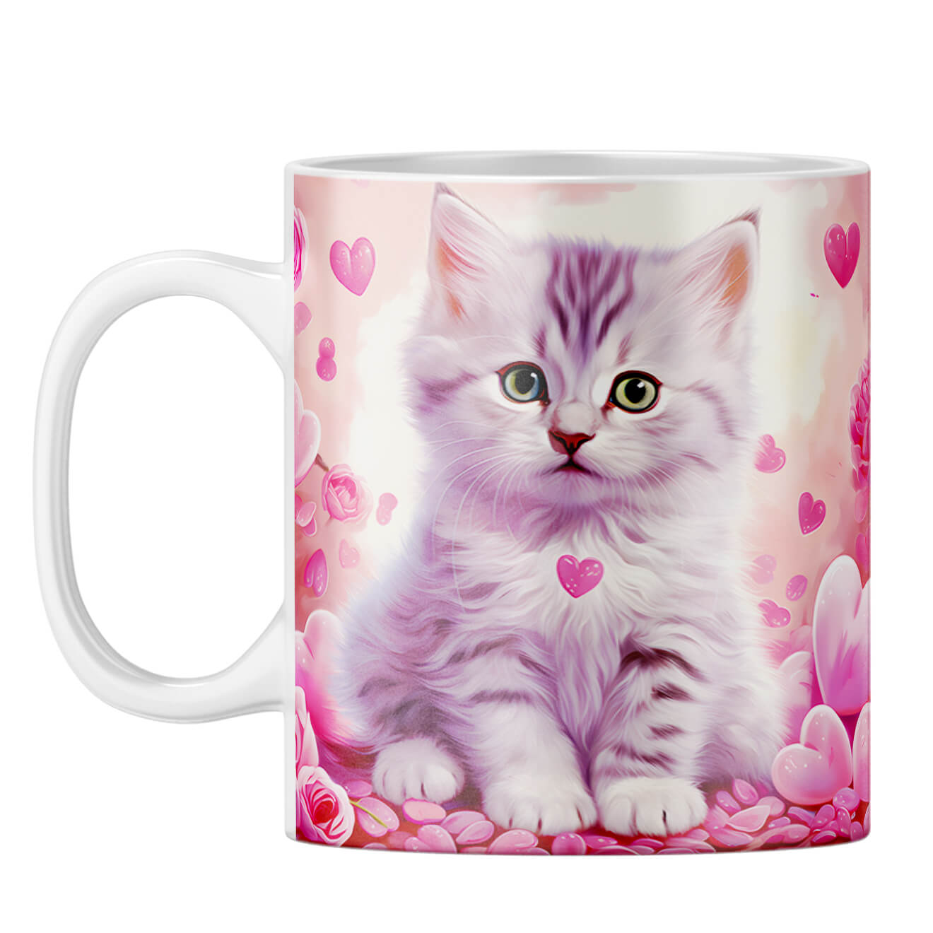 YuBingo Cat Hearts Melody Coffee Mug White