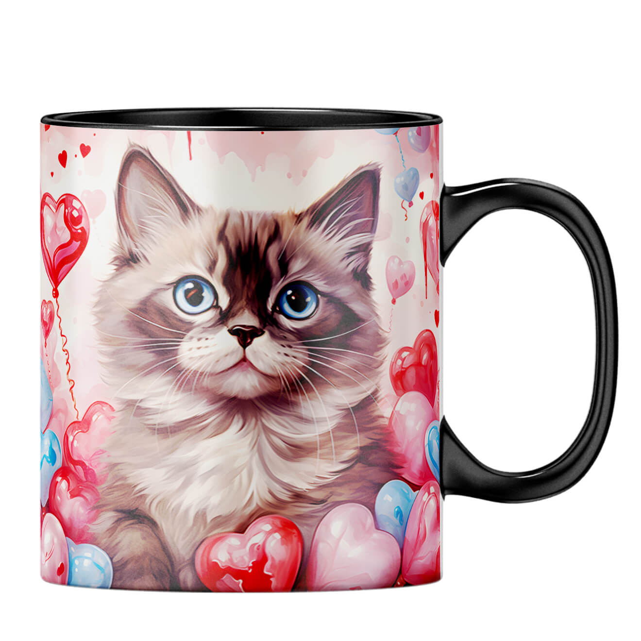 YuBingo Expressive Cute Cat Coffee MugB-Black